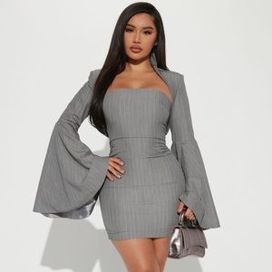 Accomplished Mini Dress Set - Grey/combo